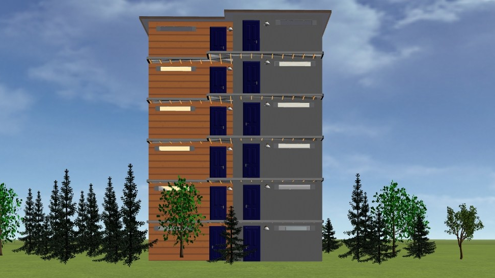 PEER Homes Affordable 2bd 2ba 6 Story Elevation North